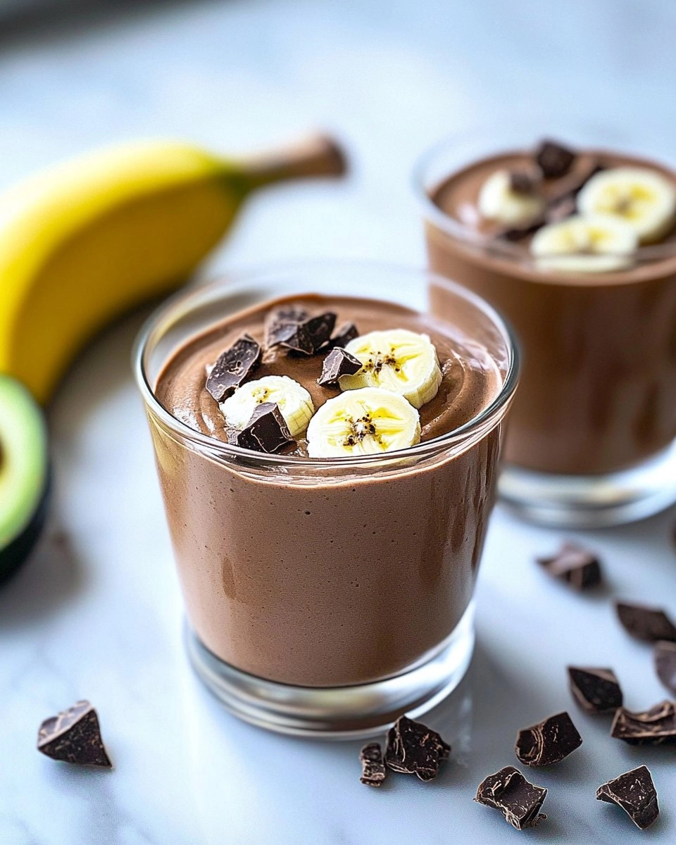 Mousse de cacau com banana e abacate
