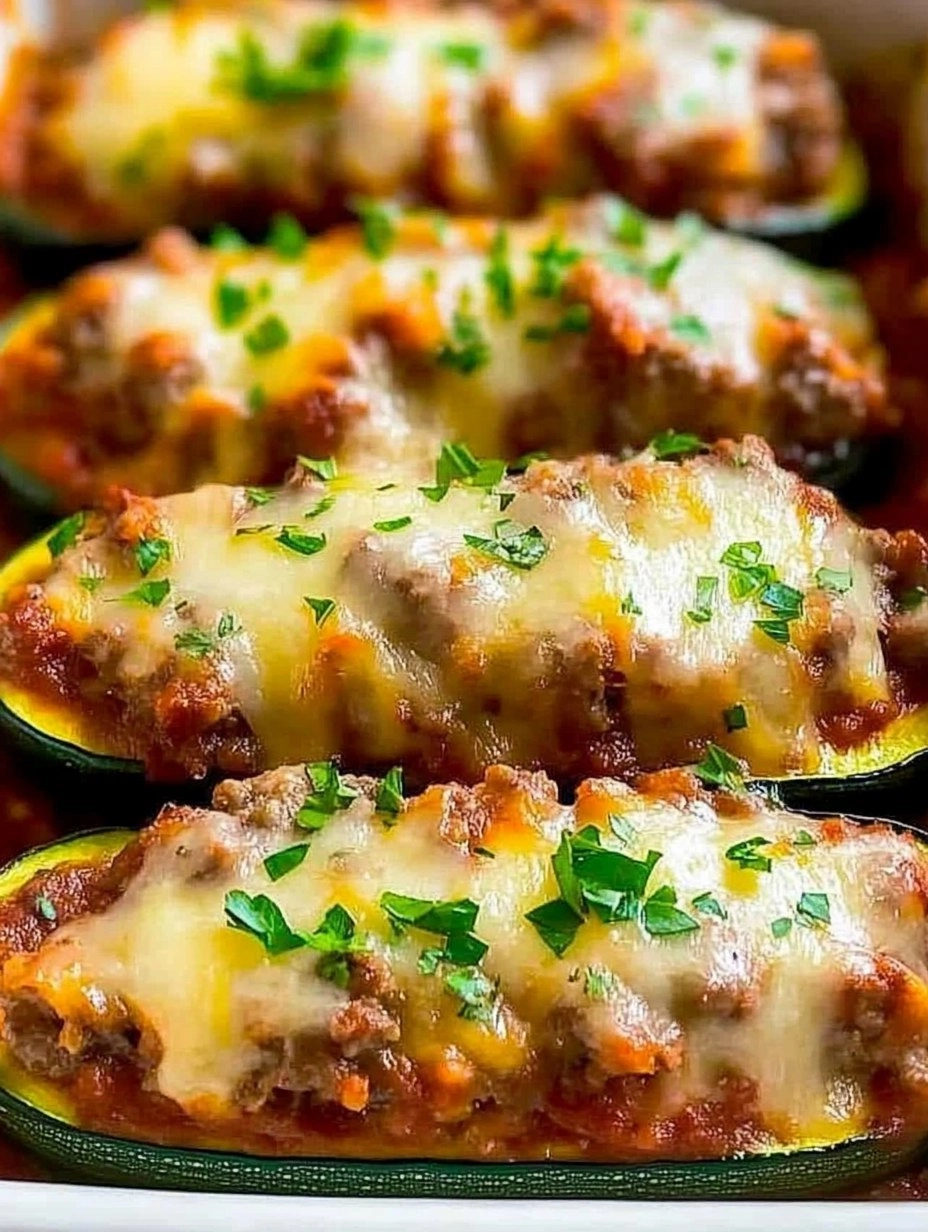 Abobrinha recheada ao forno com carne e queijo