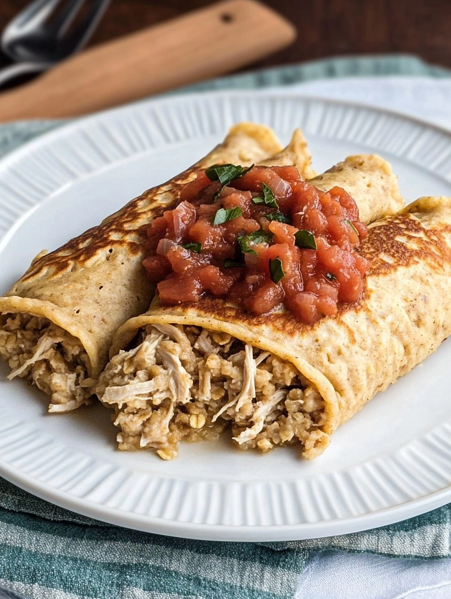 Panqueca de aveia com frango desfiado