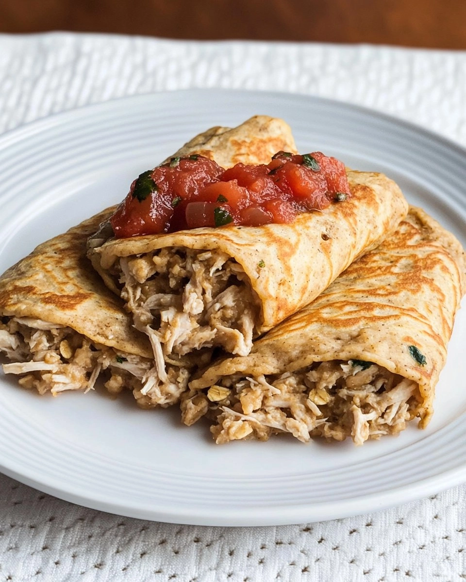 Panqueca de aveia com frango desfiado