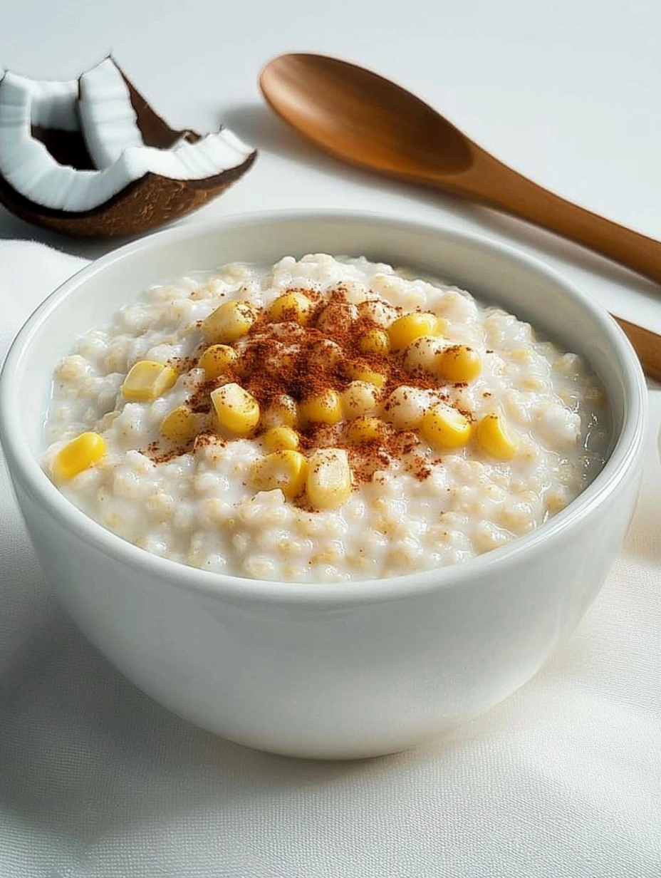Canjica branca cremosa com leite de coco