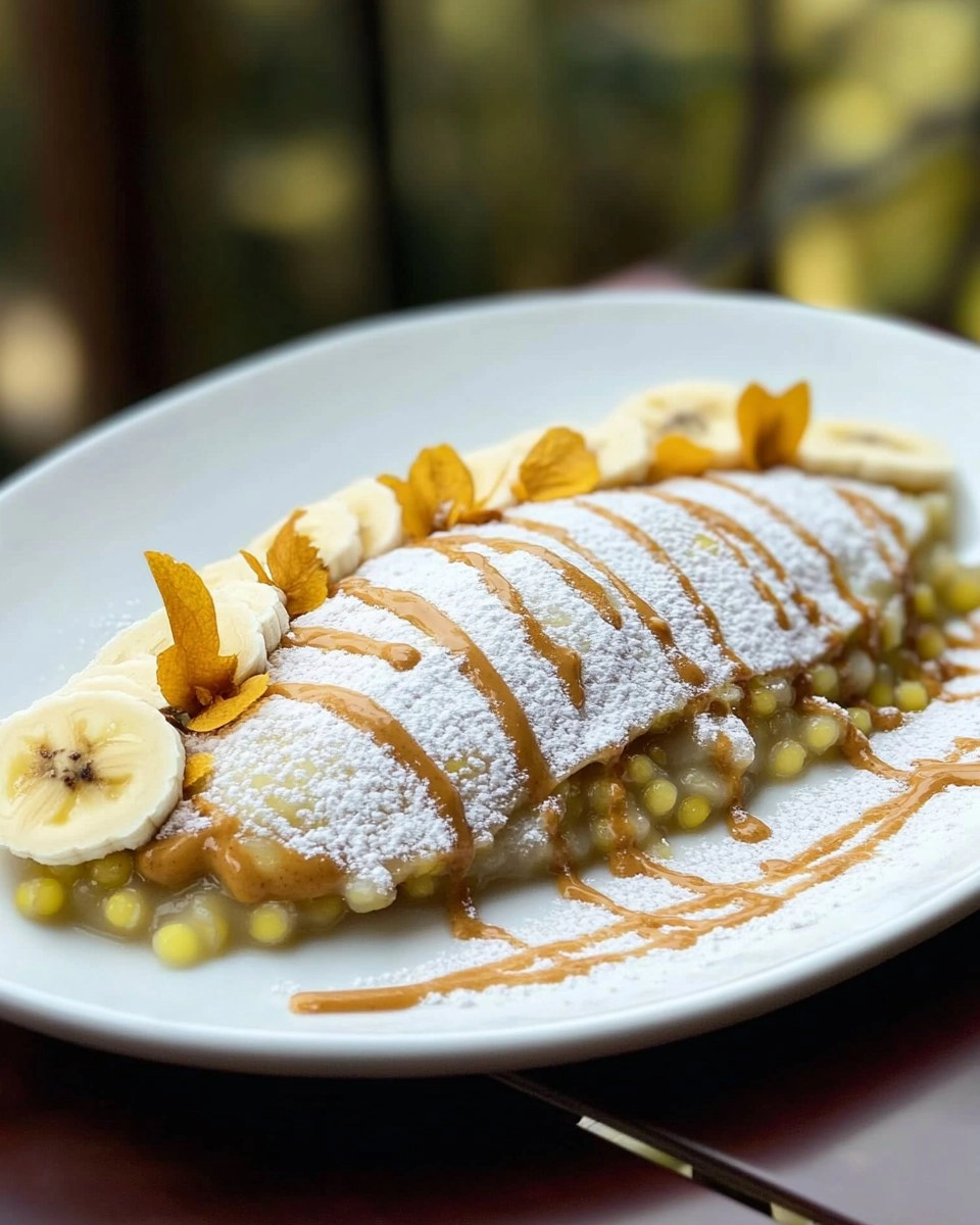 Tapioca doce com pasta de amendoim e banana